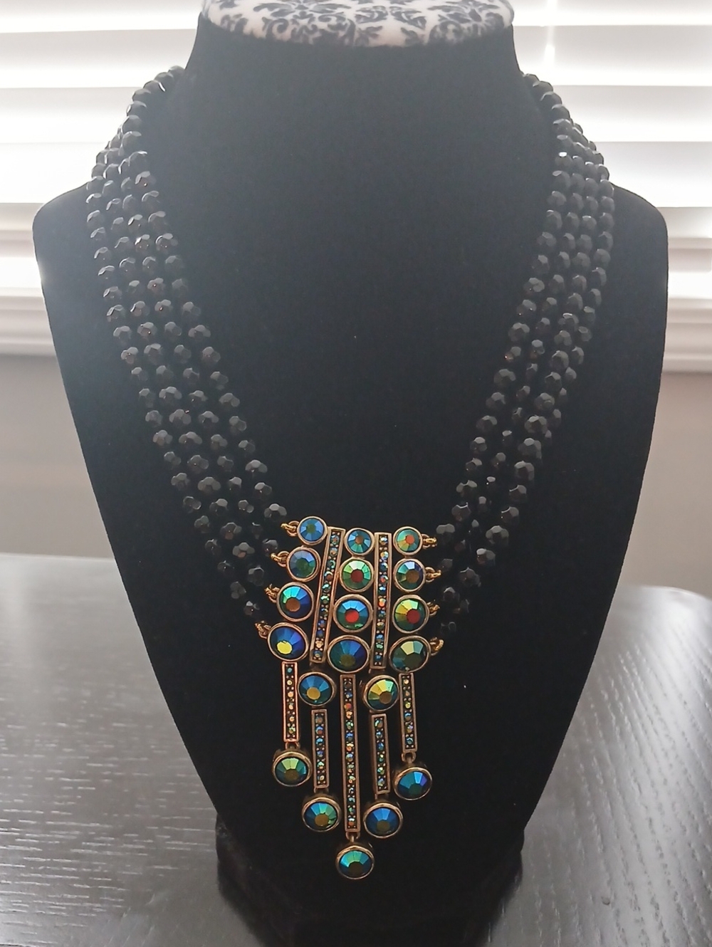 Heidi Daus "An Affair To Remember" Bead Necklace with Iridescent Pendant